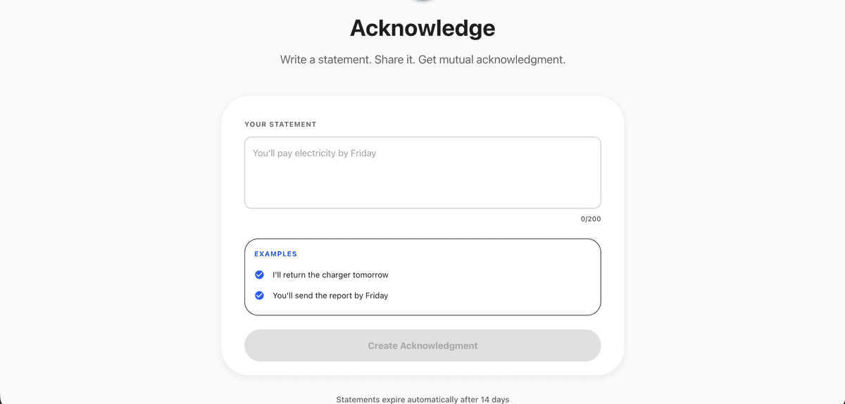 Acknowledge - Simple Social Accountability Tool - Project Screenshot 2 by Tarun Jawla