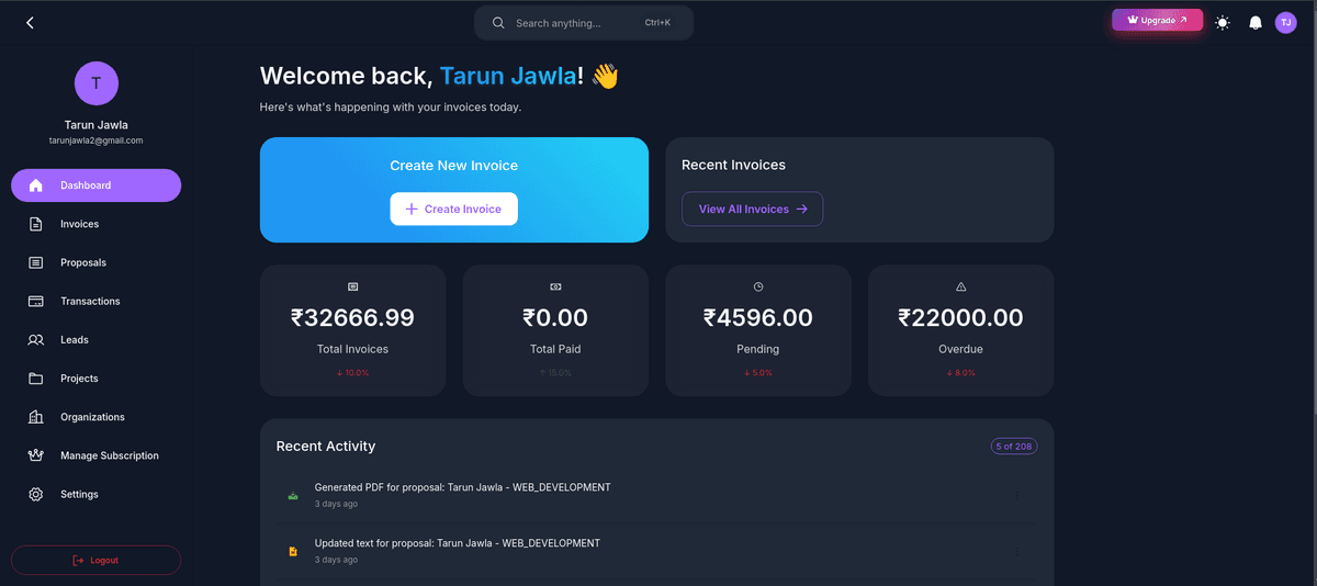 InvoiceGenie - Enterprise Invoice Management Platform - Web Development Project Screenshot 8 by Tarun Jawla