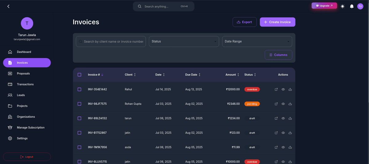 InvoiceGenie - Enterprise Invoice Management Platform - Web Development Project Screenshot 7 by Tarun Jawla