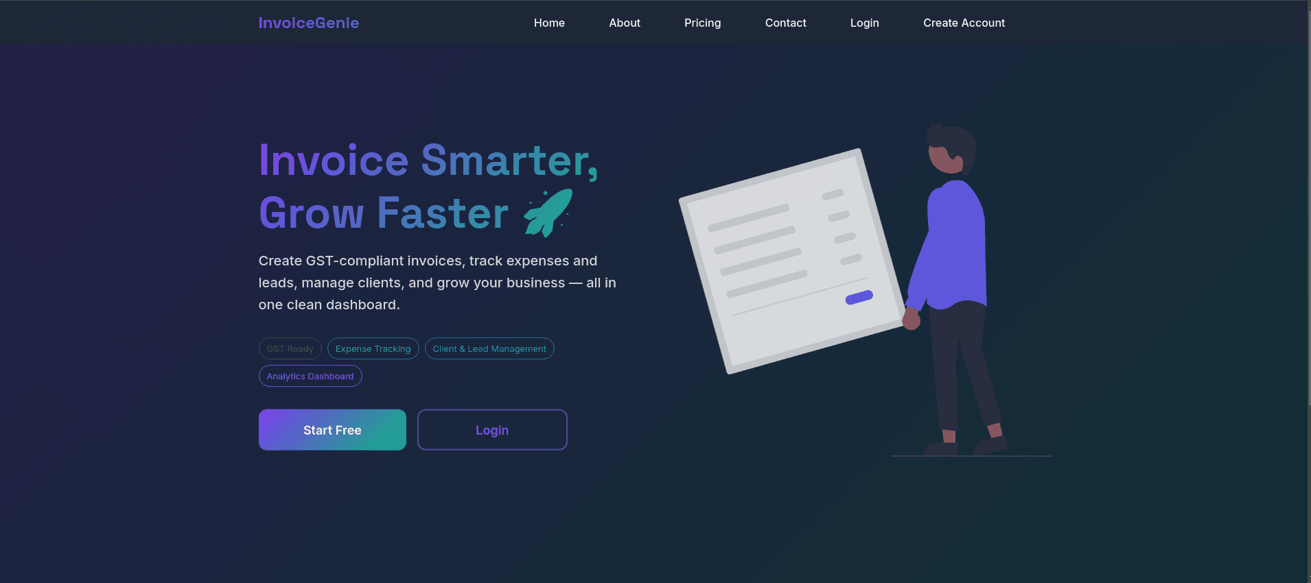InvoiceGenie - Enterprise Invoice Management Platform - Web Development Project by Tarun Jawla