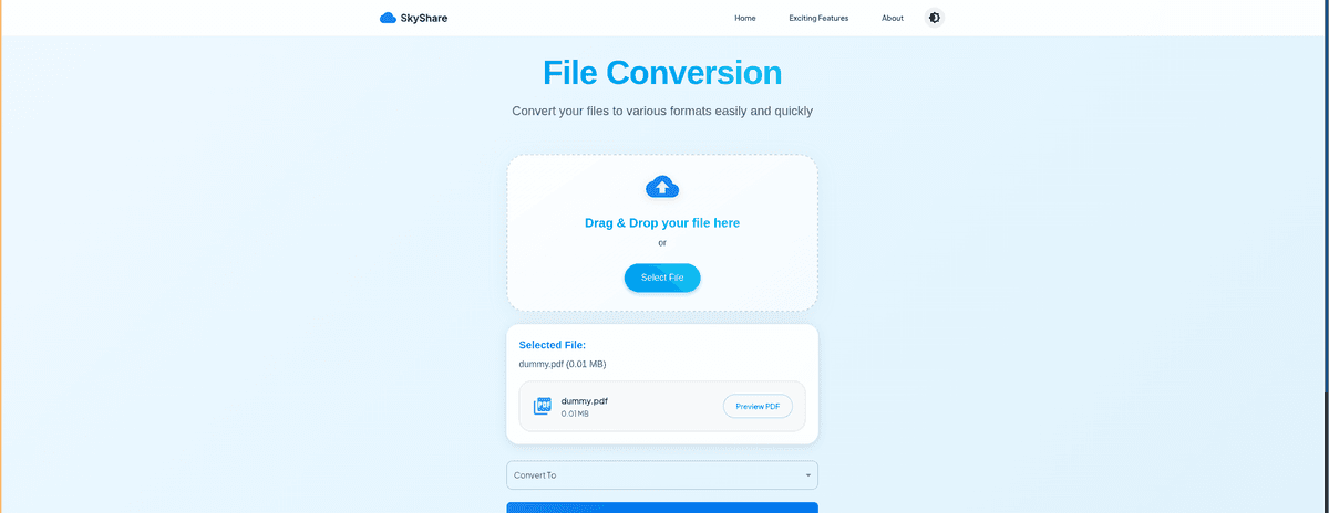SkyShare - Secure File Sharing Platform - Web Development Project Screenshot 3 by Tarun Jawla