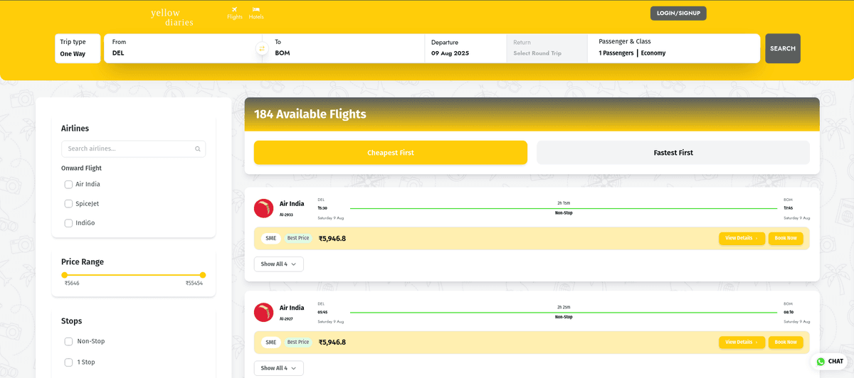 Yellow Diaries - Corporate Travel Booking App - Web Development Project Screenshot 2 by Tarun Jawla